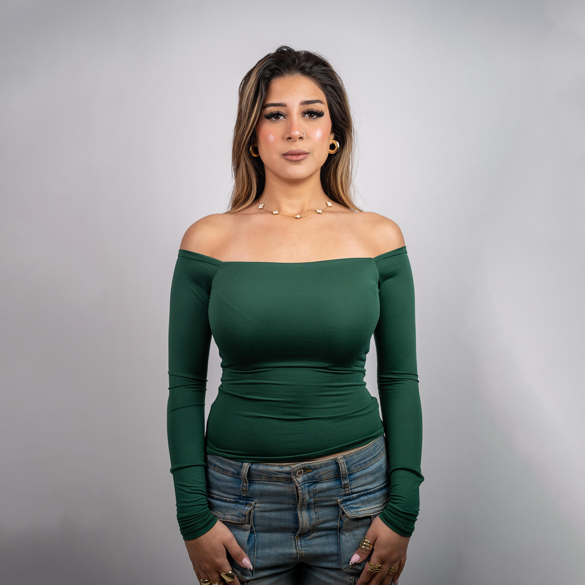 olive off shoulder top