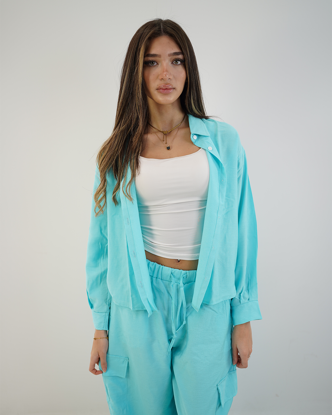 linen aqua chemise