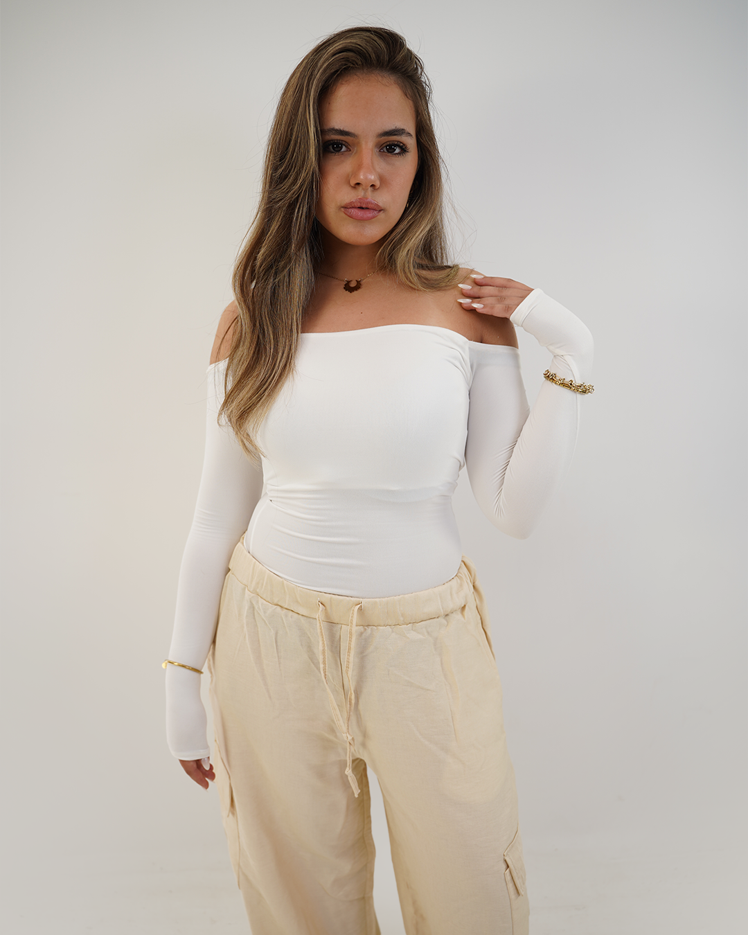 White off shoulder top