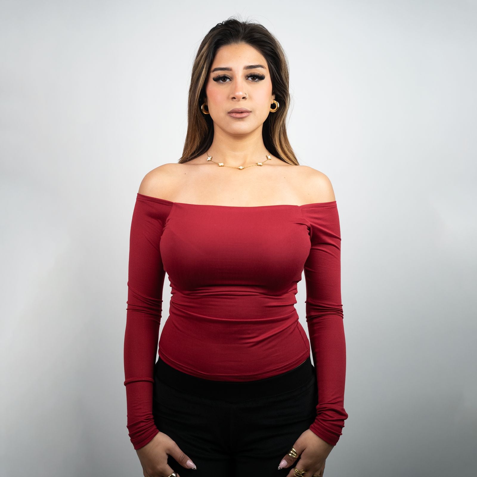 burgundy off shoulder top
